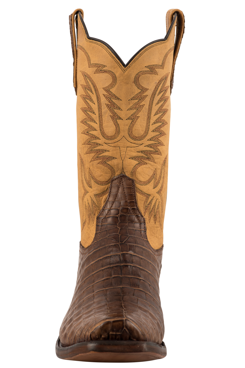 Rios of Mercedes Suave Caiman Belly Cowboy Boots - Chocolate