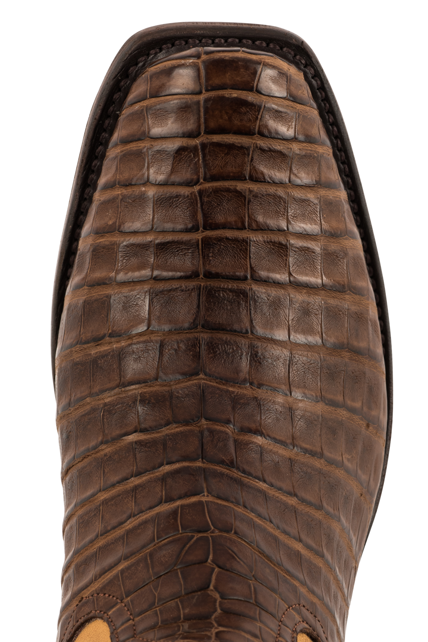 Rios of Mercedes Suave Caiman Belly Cowboy Boots - Chocolate