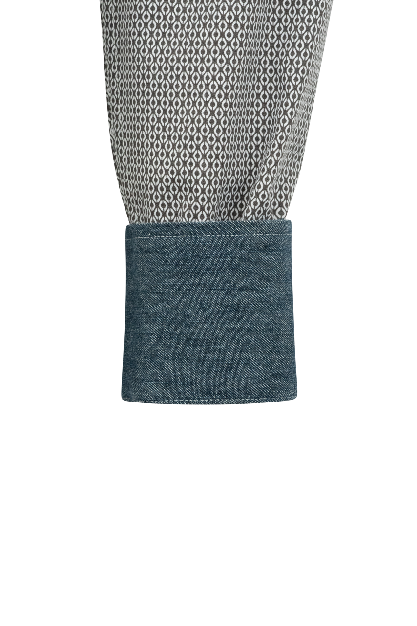 Stetson Men's Geometric Print Pearl Snap Shirt - Gray