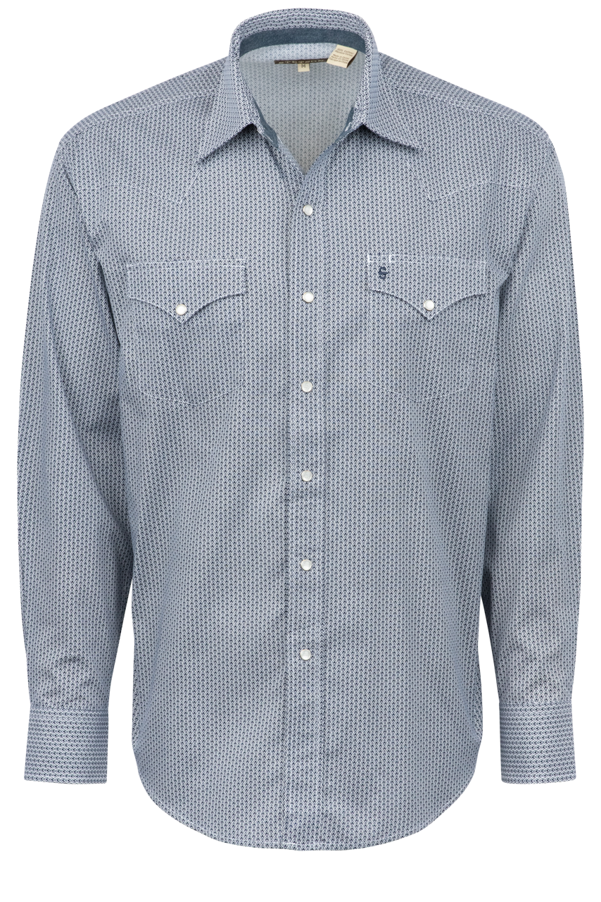 Stetson Men's Deco Geometric Pearl Snap Shirt - Blue