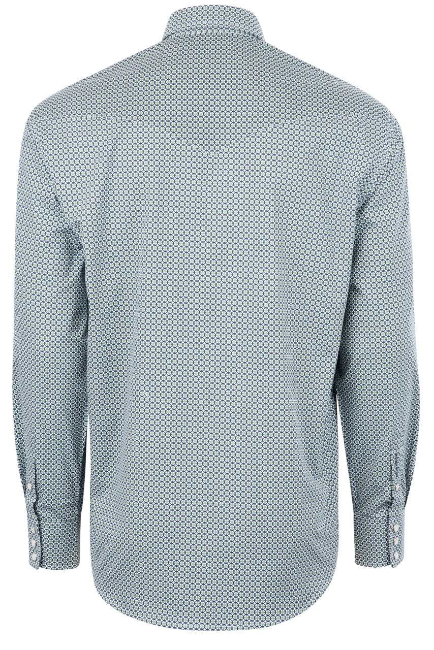 Stetson Men's Diamond Foulard Print Pearl Snap Shirt - Green