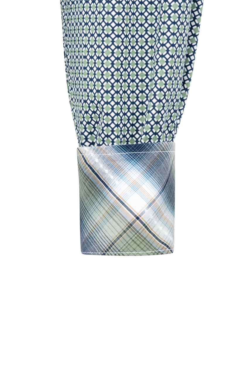 Stetson Men's Diamond Foulard Print Pearl Snap Shirt - Green