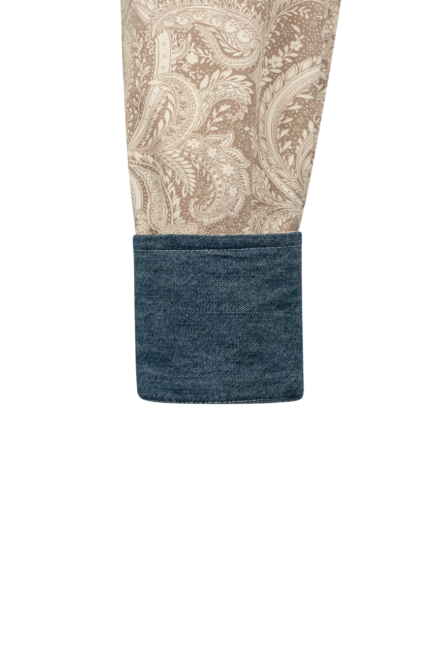 Stetson Men's Plume Paisley Pearl Snap Shirt - Khaki