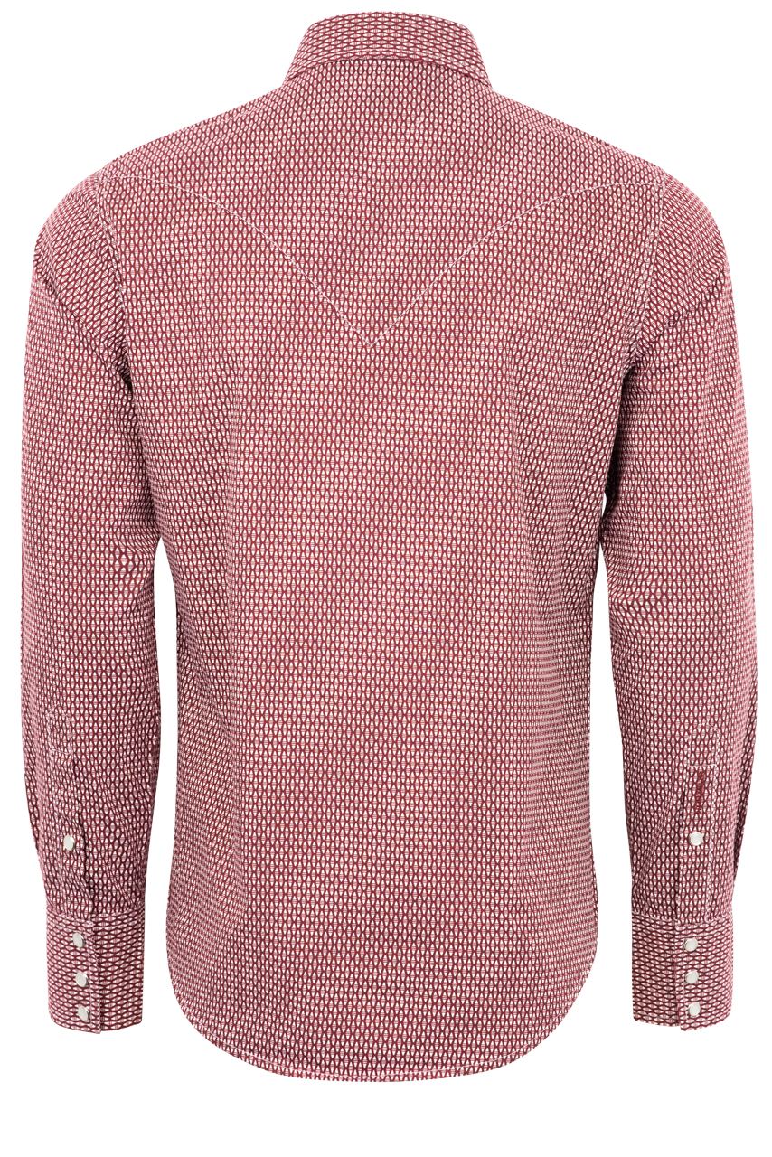 Stetson Men's Original Rugged Diamond Print Pearl Snap Shirt - Red