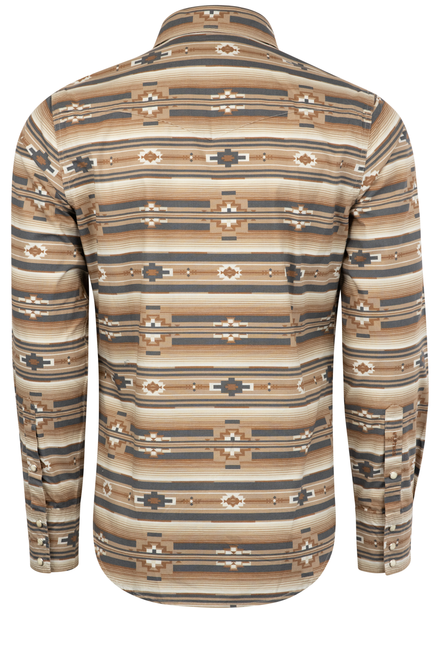 Stetson Men's Original Rugged Aztec Pearl Snap Shirt - Brown