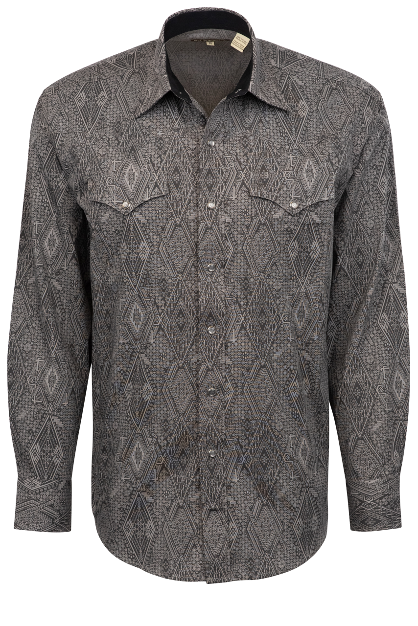 Stetson Men's Aztec Print Pearl Snap Shirt - Gray