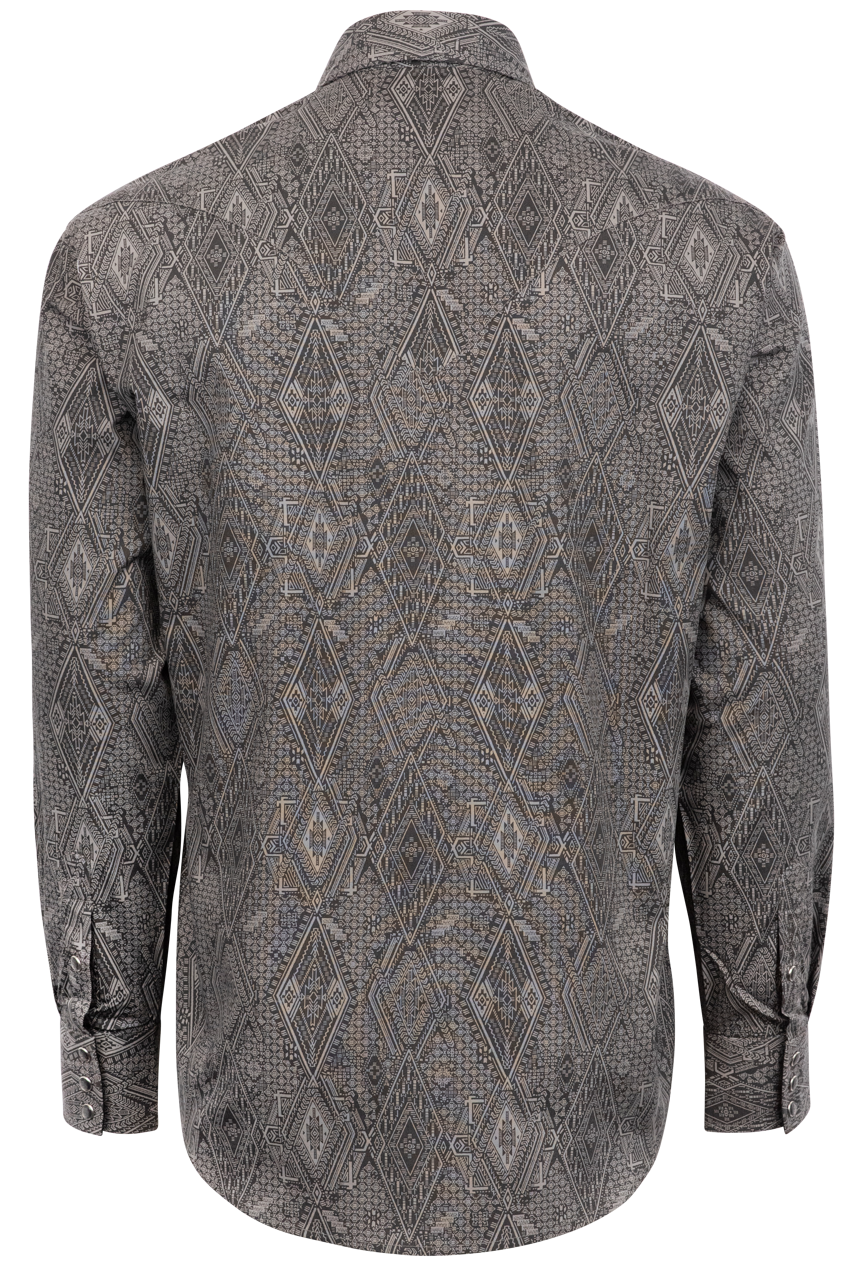 Stetson Men's Aztec Print Pearl Snap Shirt - Gray
