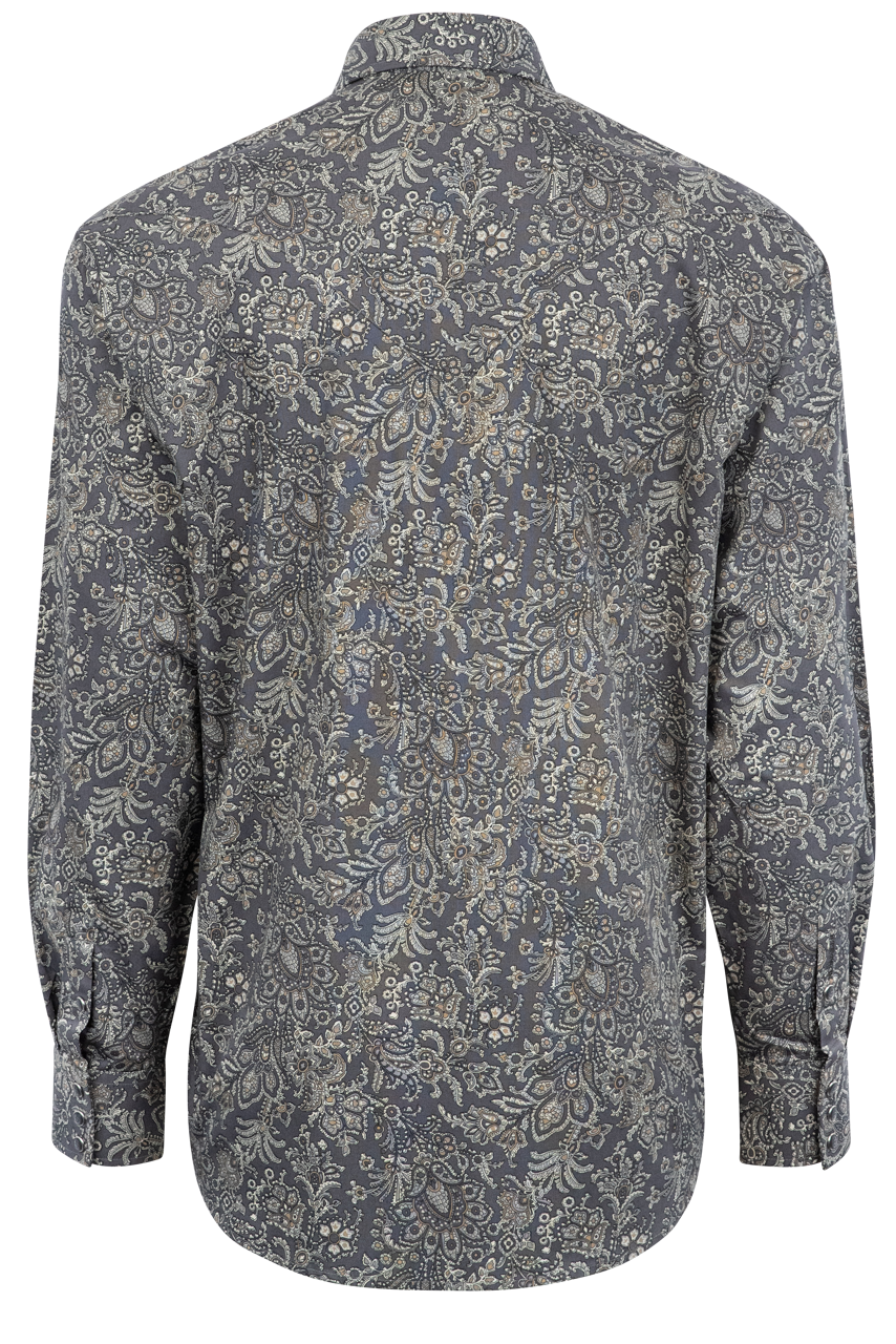 Stetson Men's Paisley Print Pearl Snap Shirt - Silver