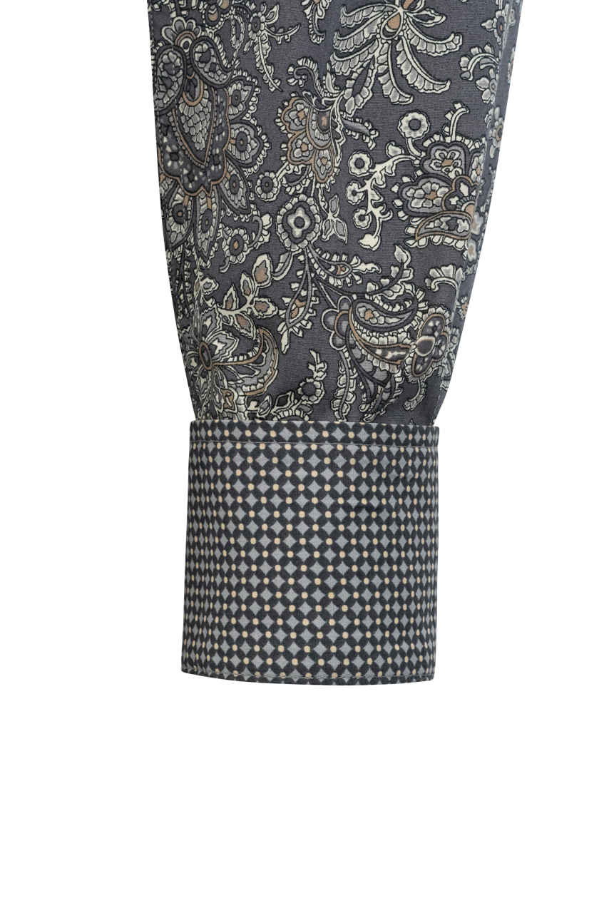 Stetson Men's Paisley Print Pearl Snap Shirt - Silver