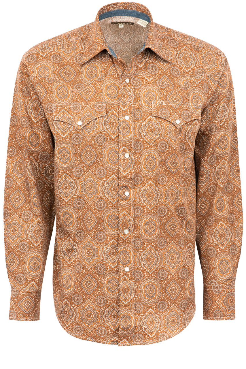 Stetson Men's Medallion Paisley Pearl Snap Shirt - Brown