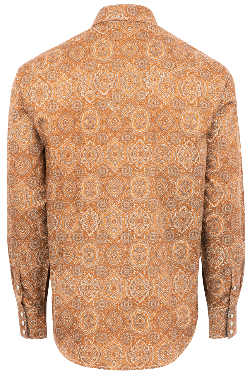 Stetson Men's Medallion Paisley Pearl Snap Shirt - Brown