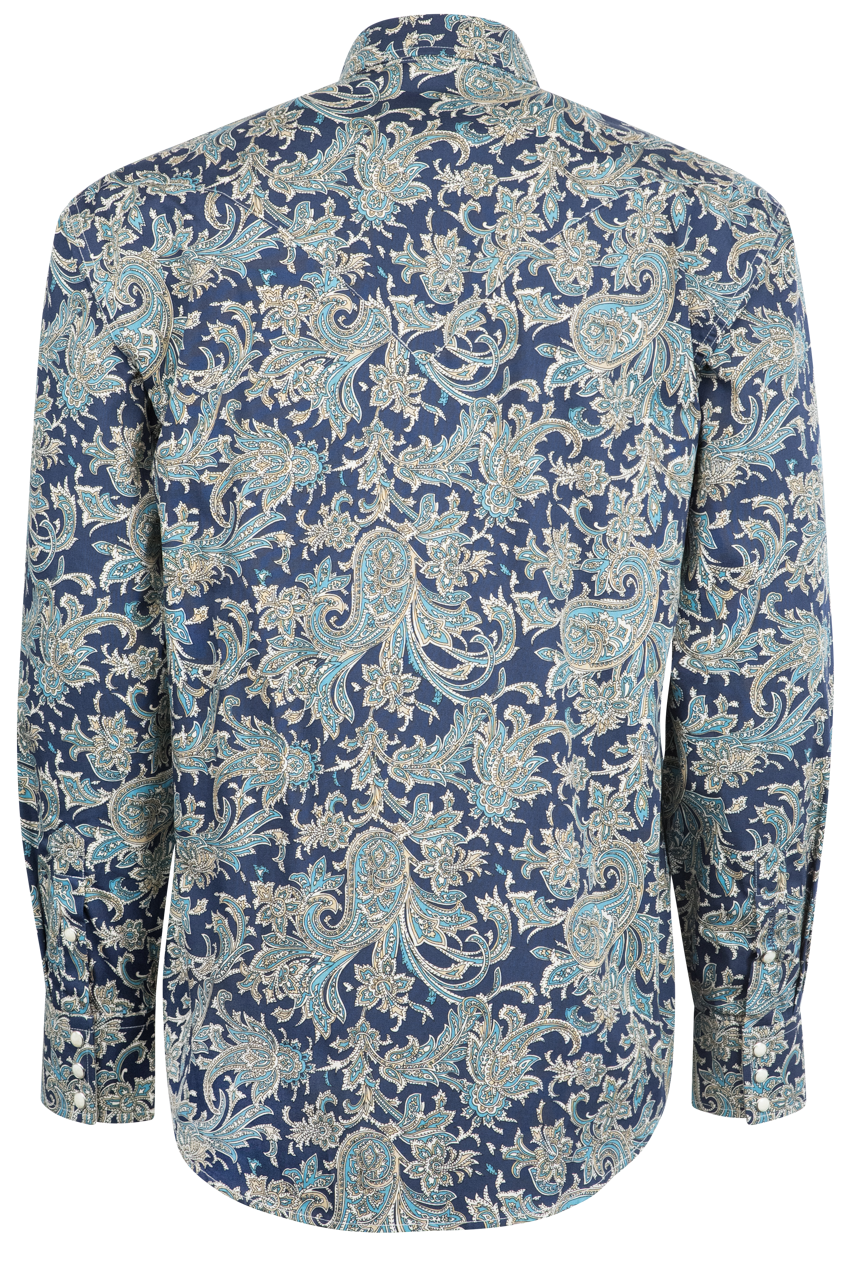 Stetson Men's Paisley Pearl Snap Shirt - Blue Marine