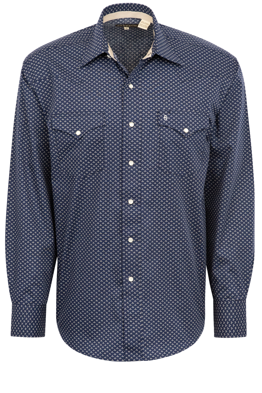 Stetson Men's Polar Geometric Print Pearl Snap Shirt - Navy