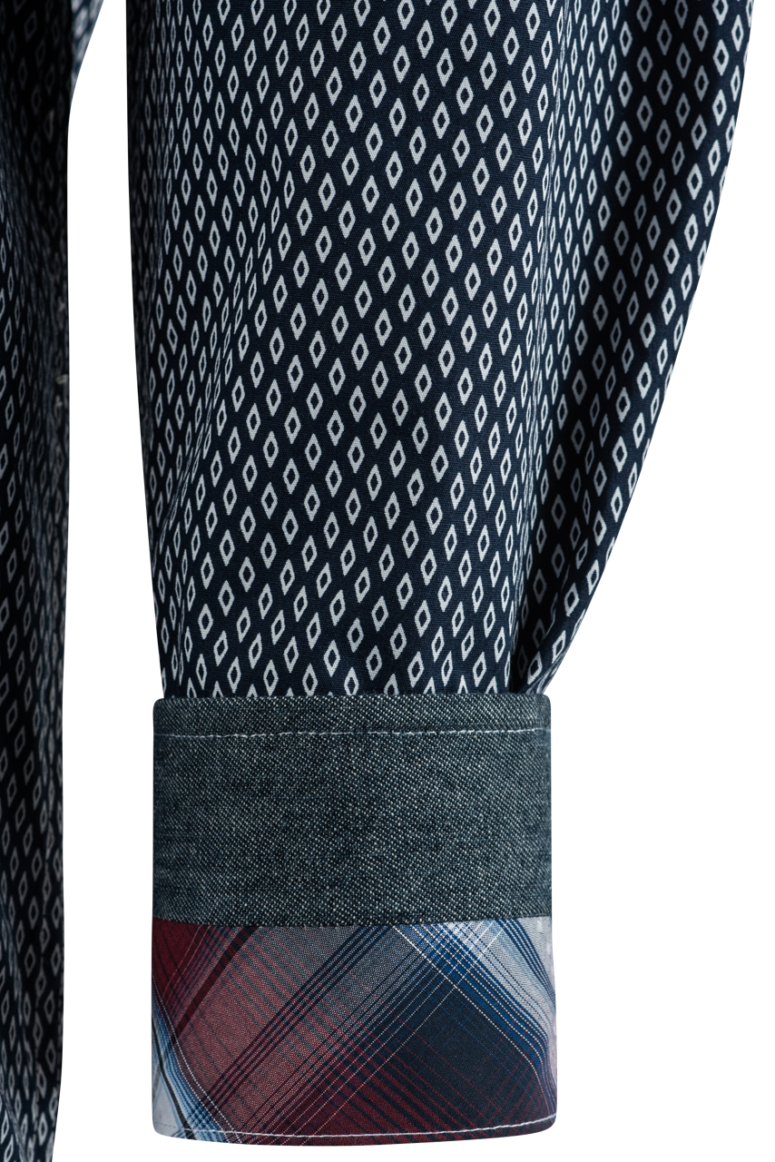 Stetson Diamond Long Sleeve Pearl Snap Shirt - Blue