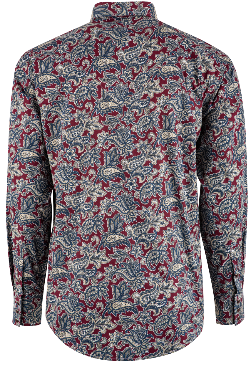 Stetson Paisley Printed Long Sleeve Pearl Snap Shirt