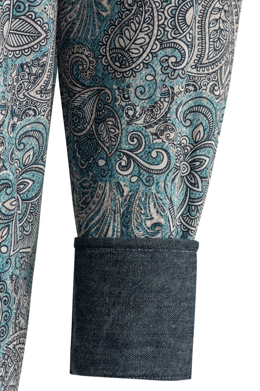 Stetson Paisley Long Sleeve Pearl Snap Shirt - Green
