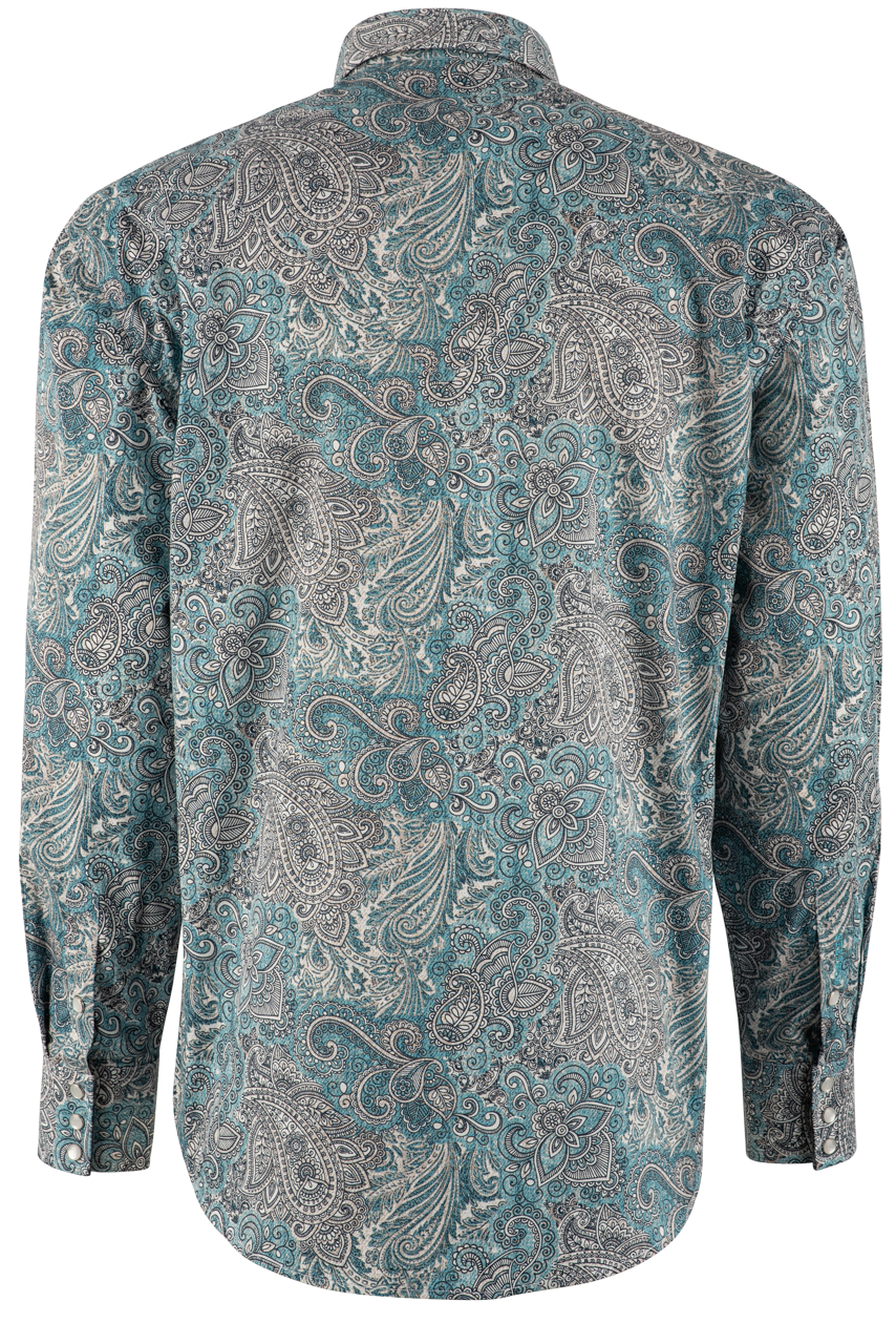Stetson Paisley Long Sleeve Pearl Snap Shirt - Green