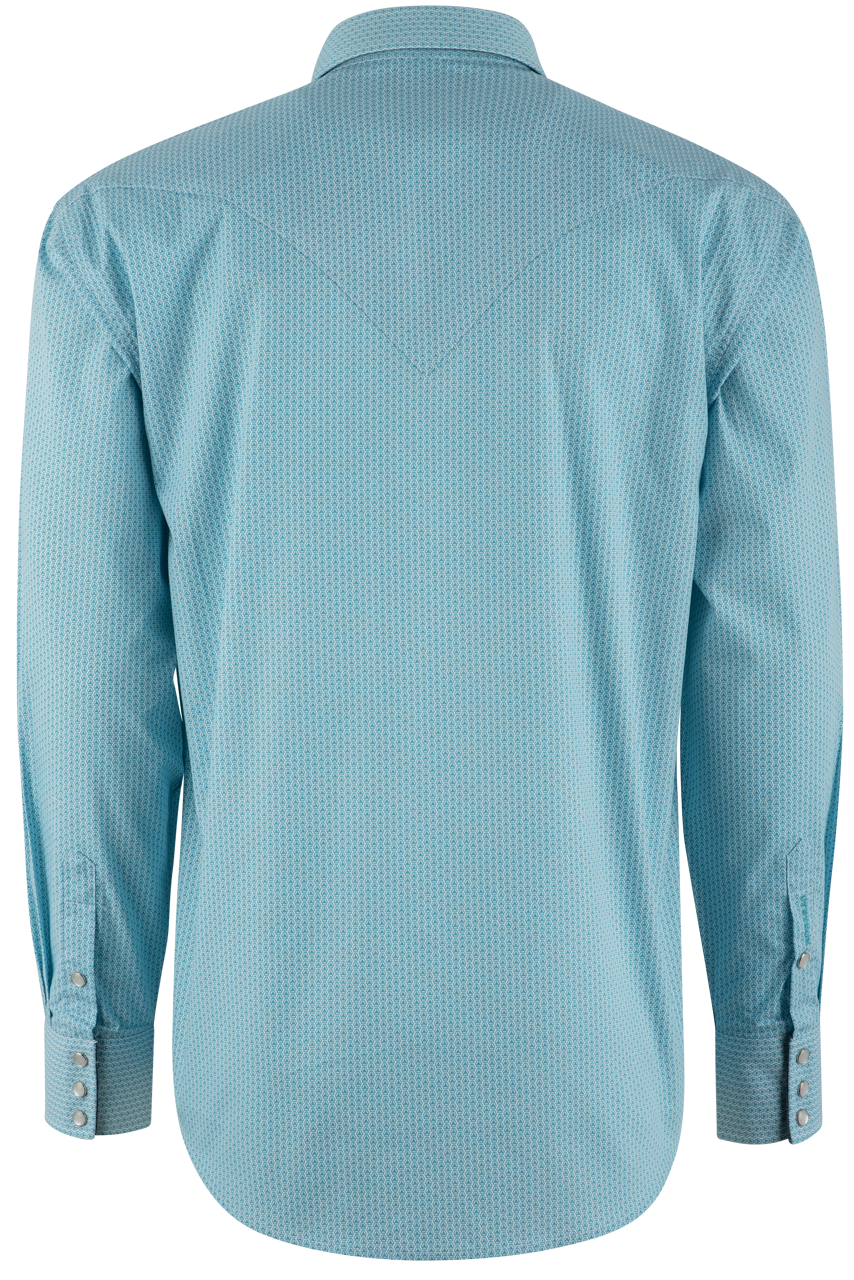 Stetson Deco Print Long Sleeve Pearl Snap Shirt - Blue