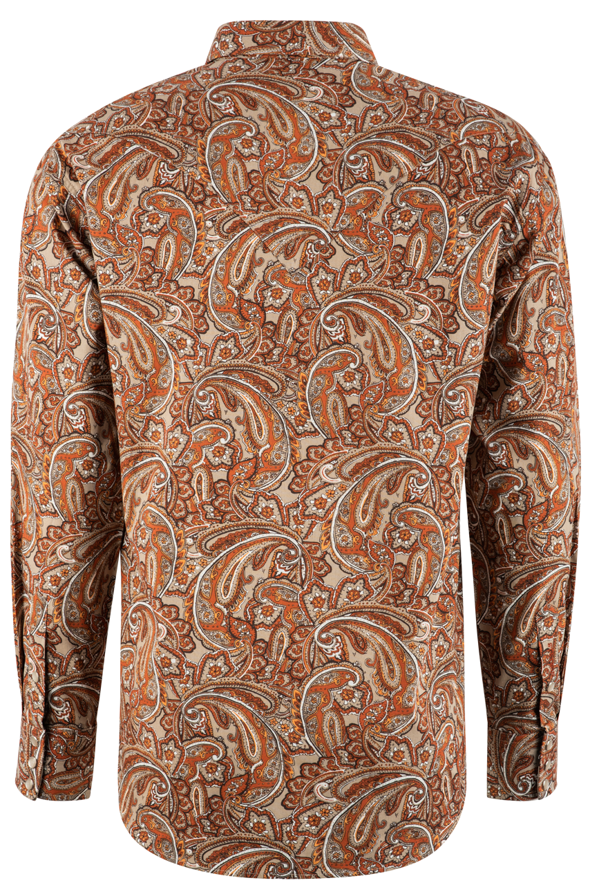 Stetson Paisley Long Sleeve Pearl Snap Shirt - Orange