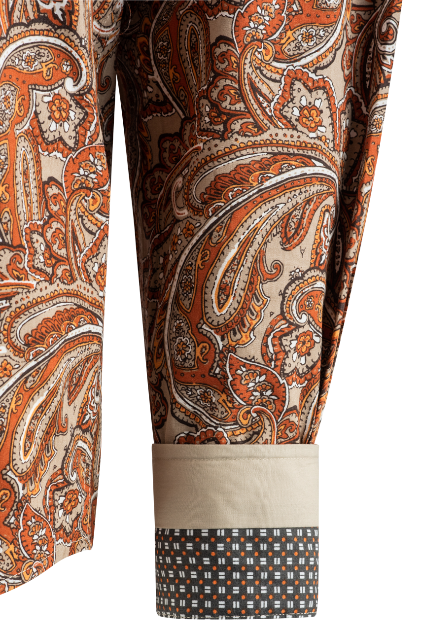 Stetson Paisley Long Sleeve Pearl Snap Shirt - Orange