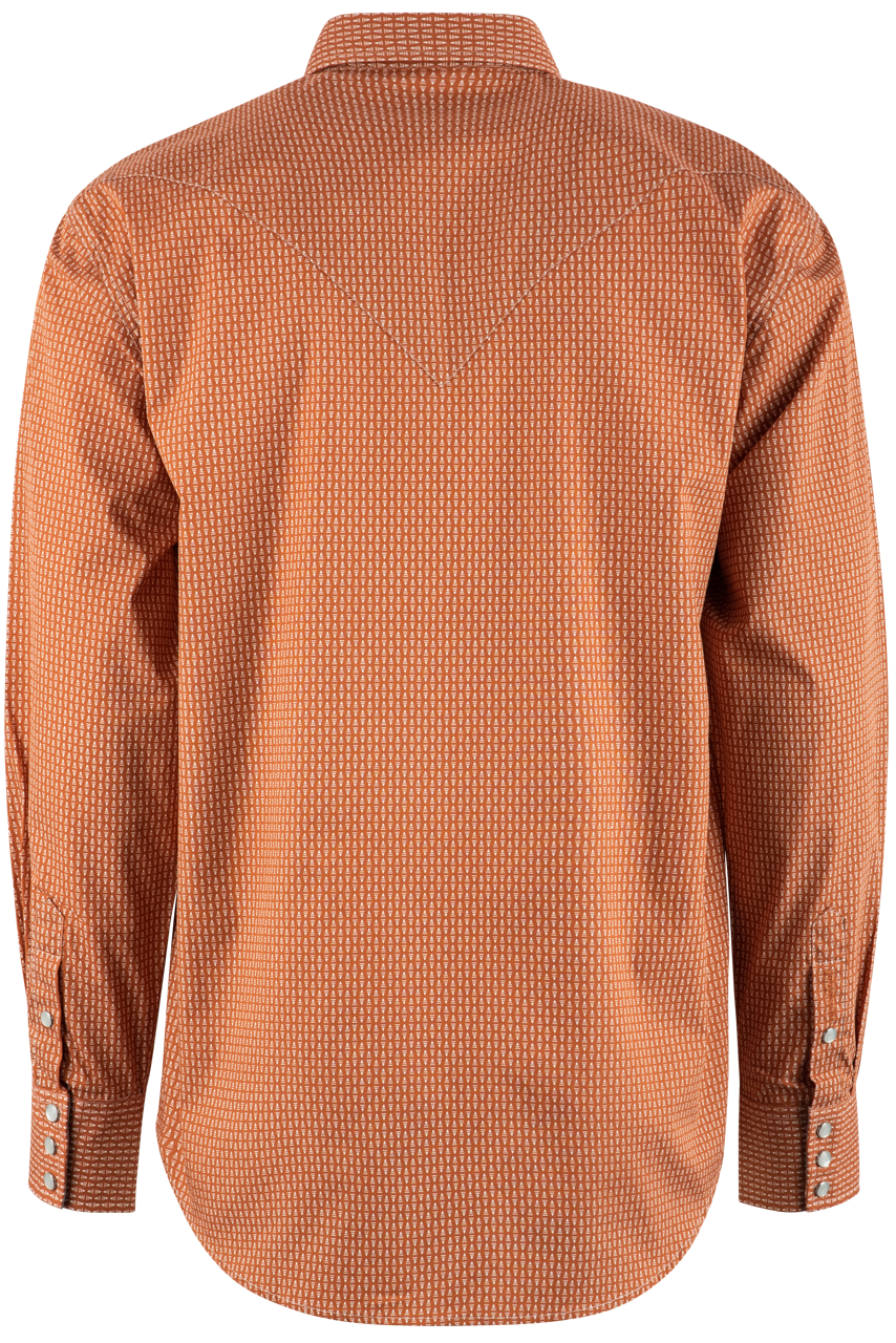 Stetson Orange Broken Arrow Long Sleeve Pearl Snap Shirt