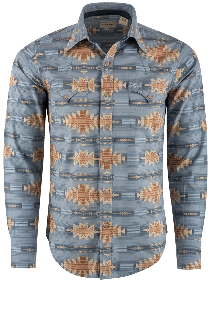 Stetson Desert Pearl Snap Shirt - Blue