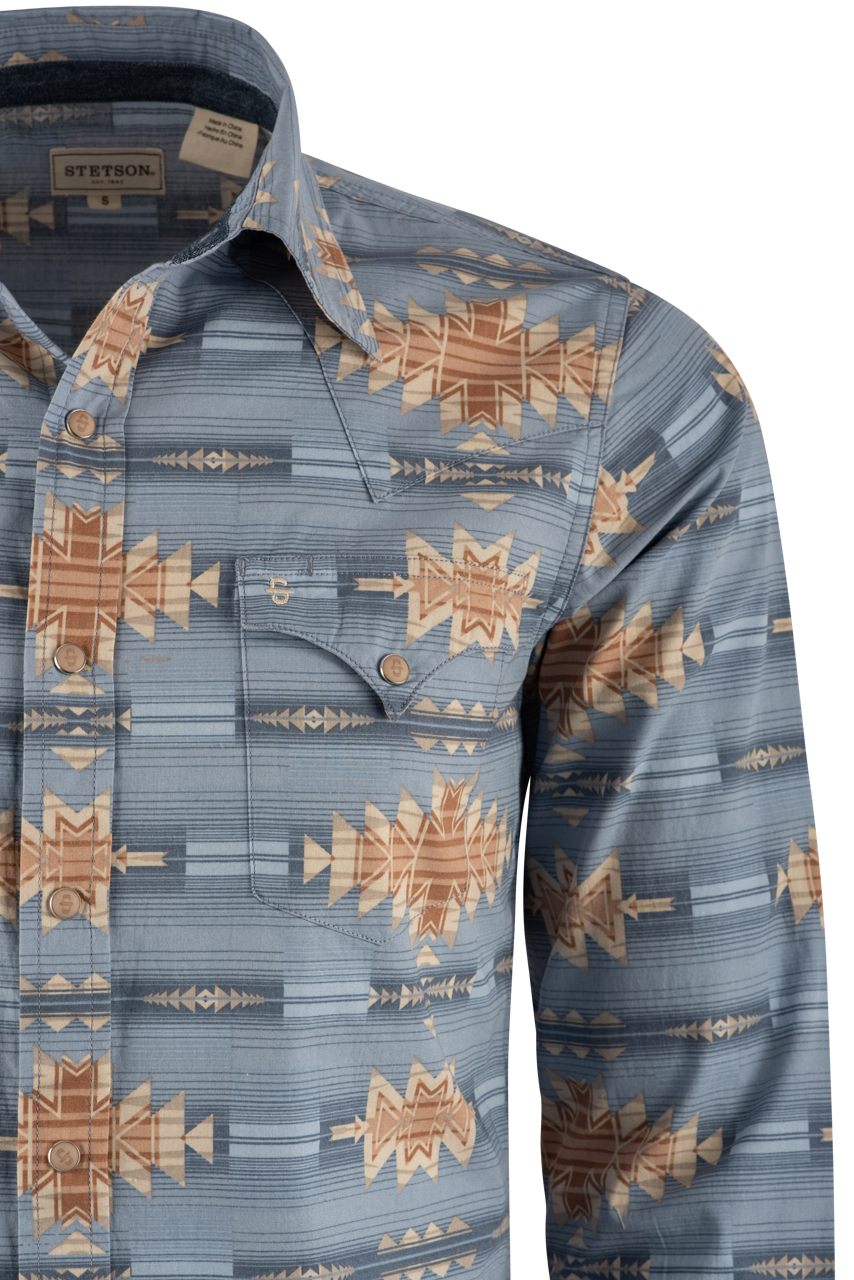 Stetson Desert Pearl Snap Shirt - Blue