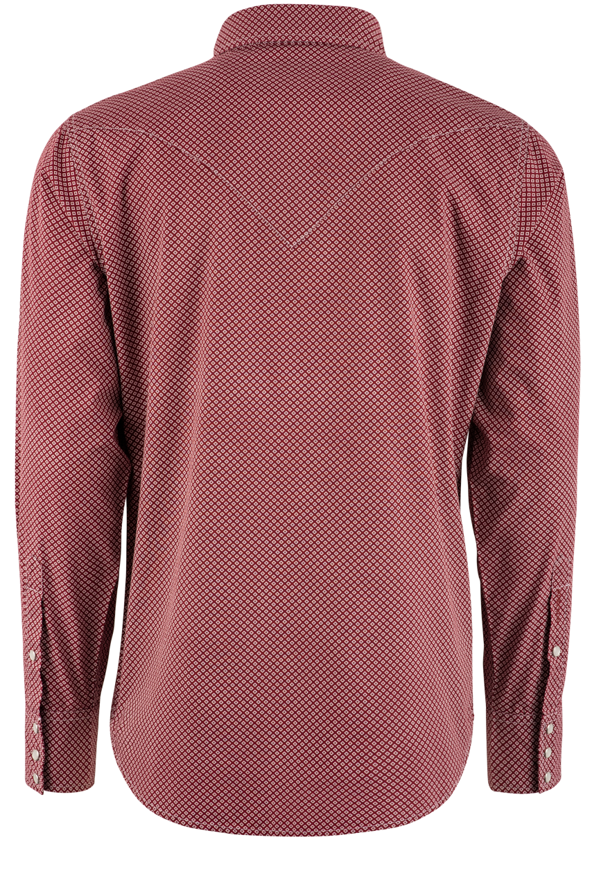 Stetson Diamond Long Sleeve Pearl Snap Shirt - Red