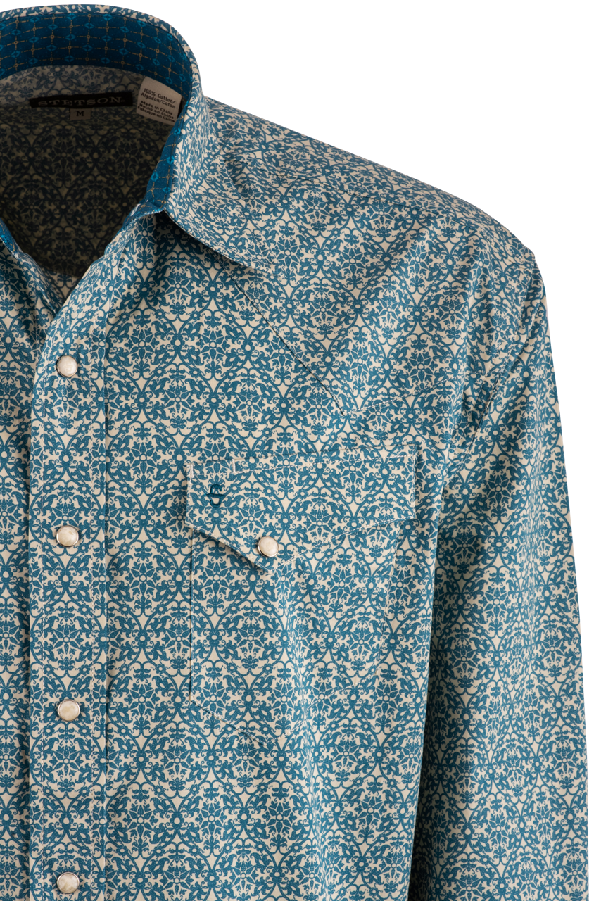 Stetson Men's Vintage Pearl Snap Shirt - Blue