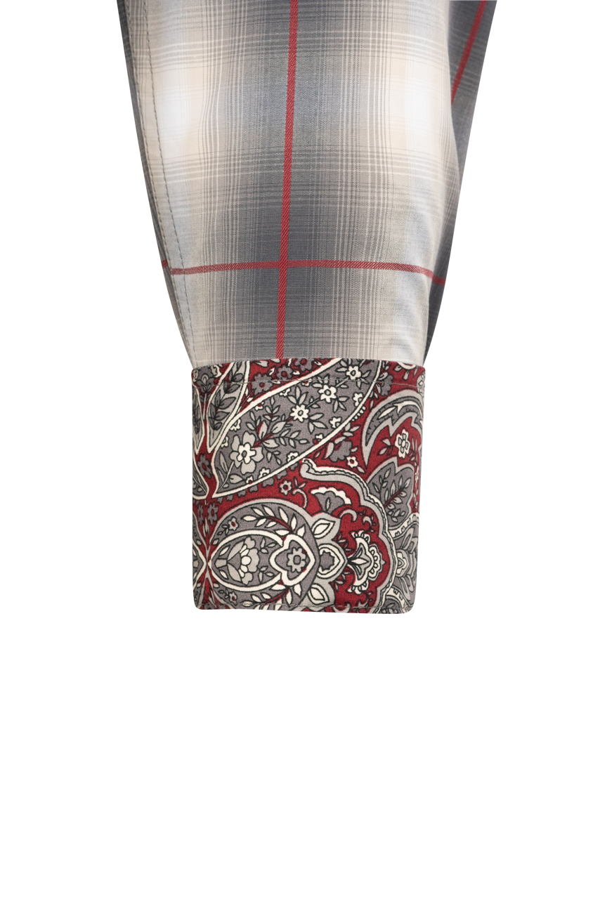 Stetson Men's Ombre Plaid Pearl Snap Shirt - Smoke