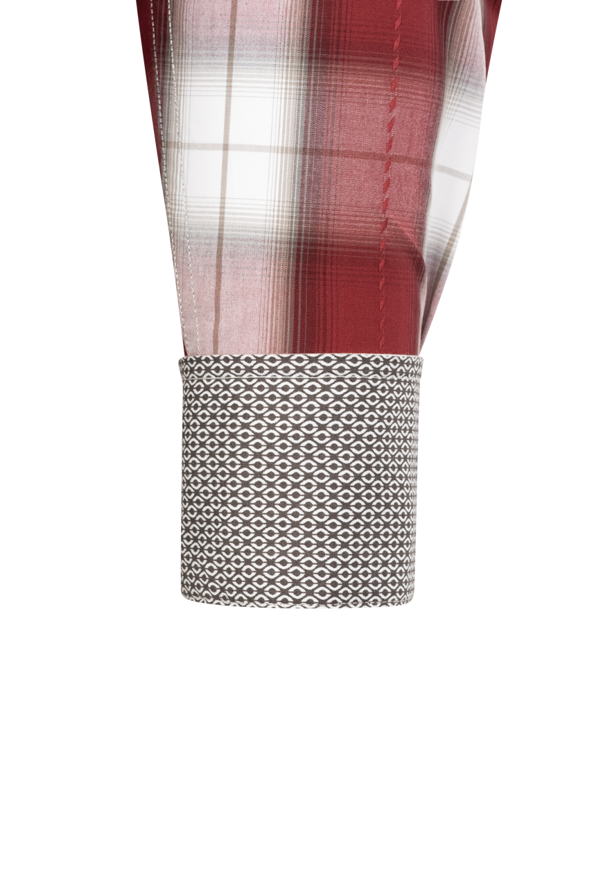 Stetson Men's Classic Plaid Pearl Snap Shirt - Wine Red