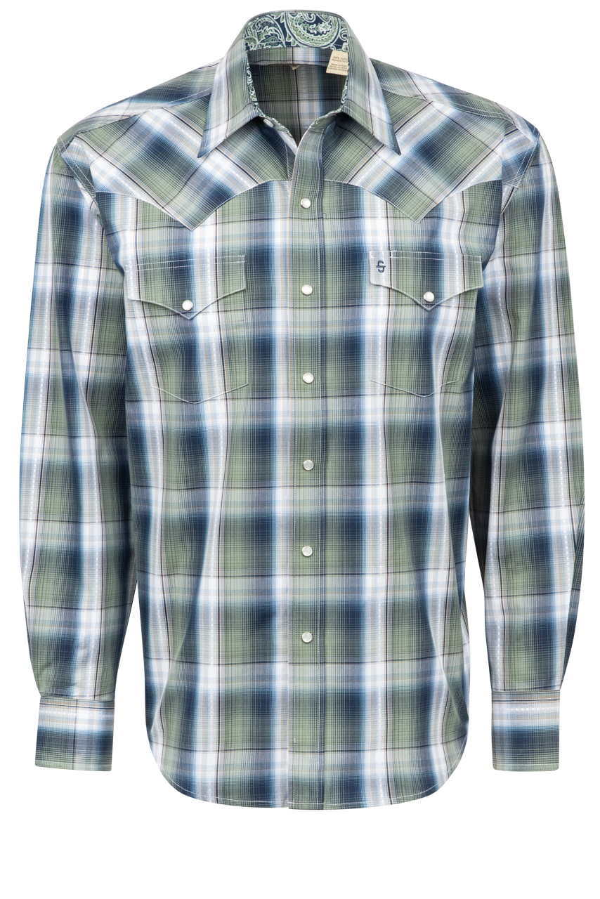 Stetson Men's Lucky Diamond Pearl Snap Shirt - Green