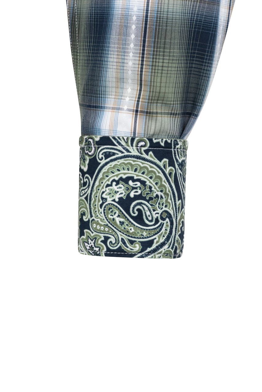 Stetson Men's Lucky Diamond Pearl Snap Shirt - Green