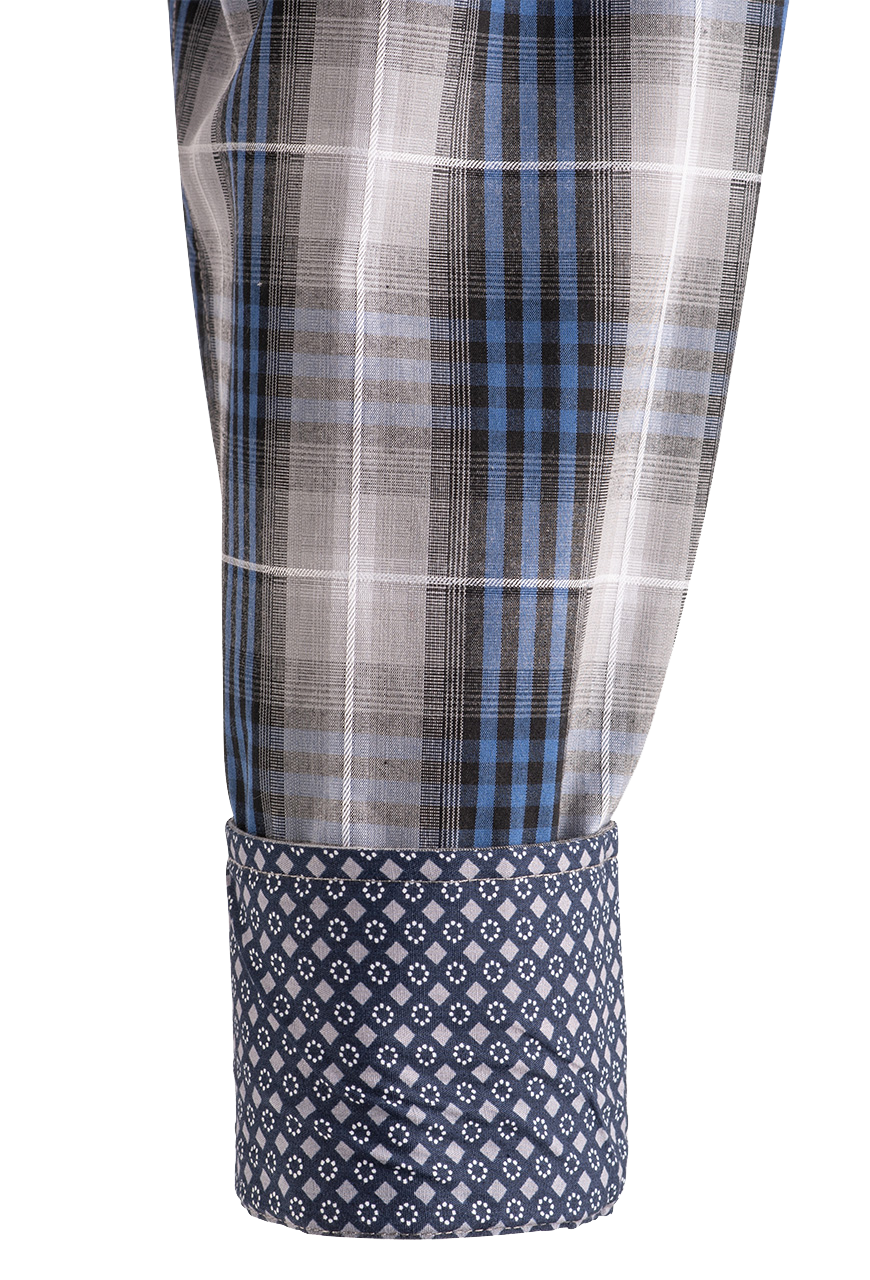 Stetson Checked Long Sleeve Snap-Front Shirt - Blue