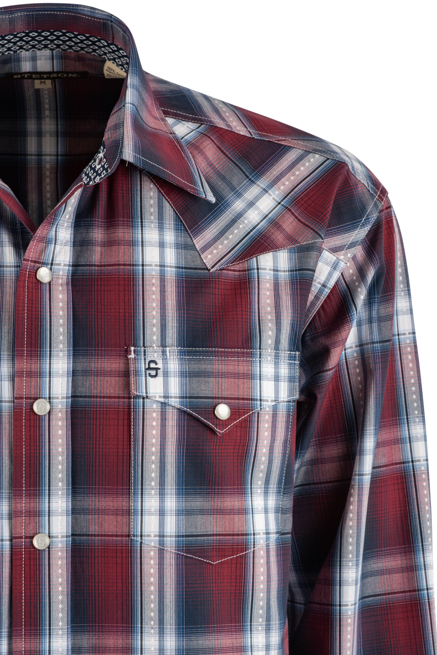 Stetson Classic Plaid Long Sleeve Pearl Snap Shirt