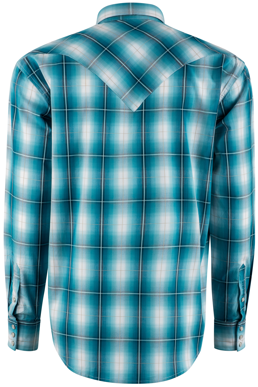 Stetson Plaid Pearl Snap Shirt - Turquoise