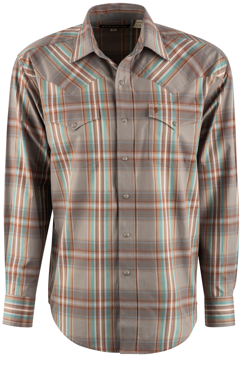 Stetson Men's Snap Front Shirt - Desert Brown