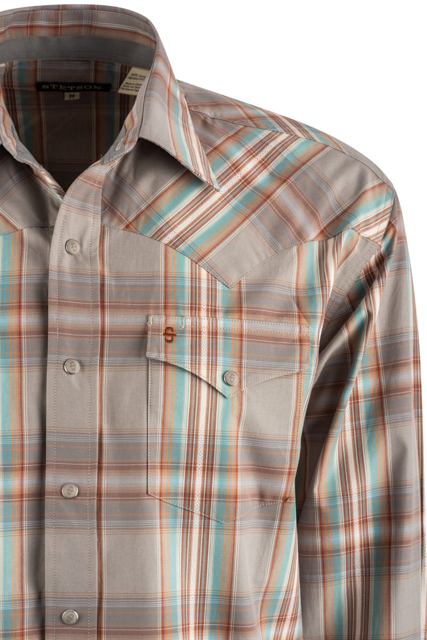 Stetson Men's Snap Front Shirt - Desert Brown