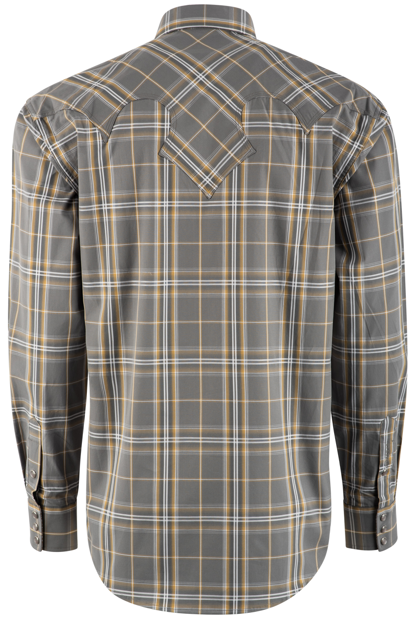 Stetson Men's Denim Plaid Pearl Snap Shirt - Classic Yellow