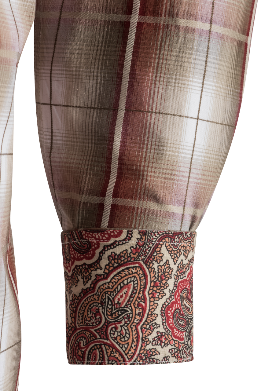 Stetson Men's Plaid Pearl Snap Shirt - Red Sandstone