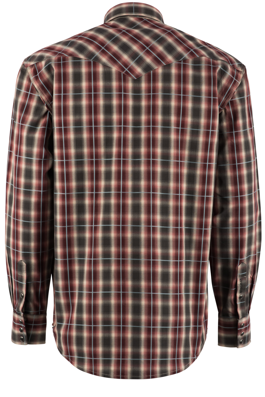 Stetson Men's Plaid Pearl Snap Shirt - Red Slate