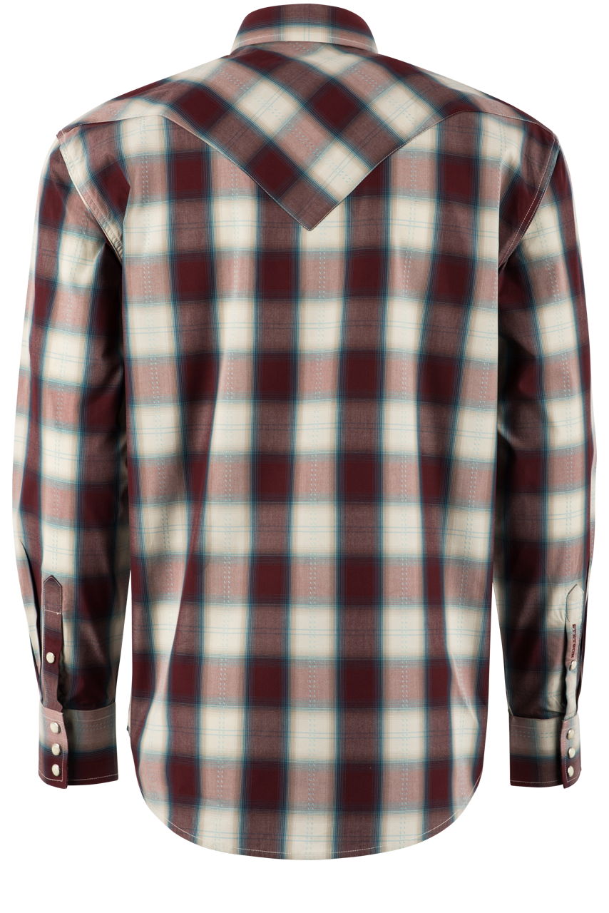 Stetson Men's Plaid Pearl Snap Shirt - Wine