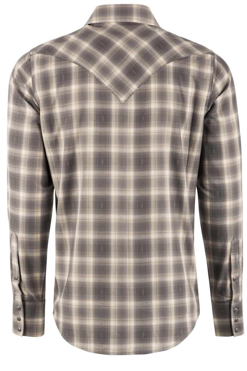 Stetson Mens' Twill Plaid Pearl Snap Shirt - Soft Brown
