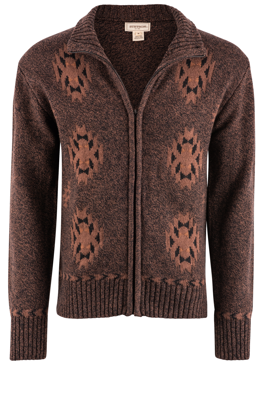 Stetson Men's Brown Aztec Wool Cardigan