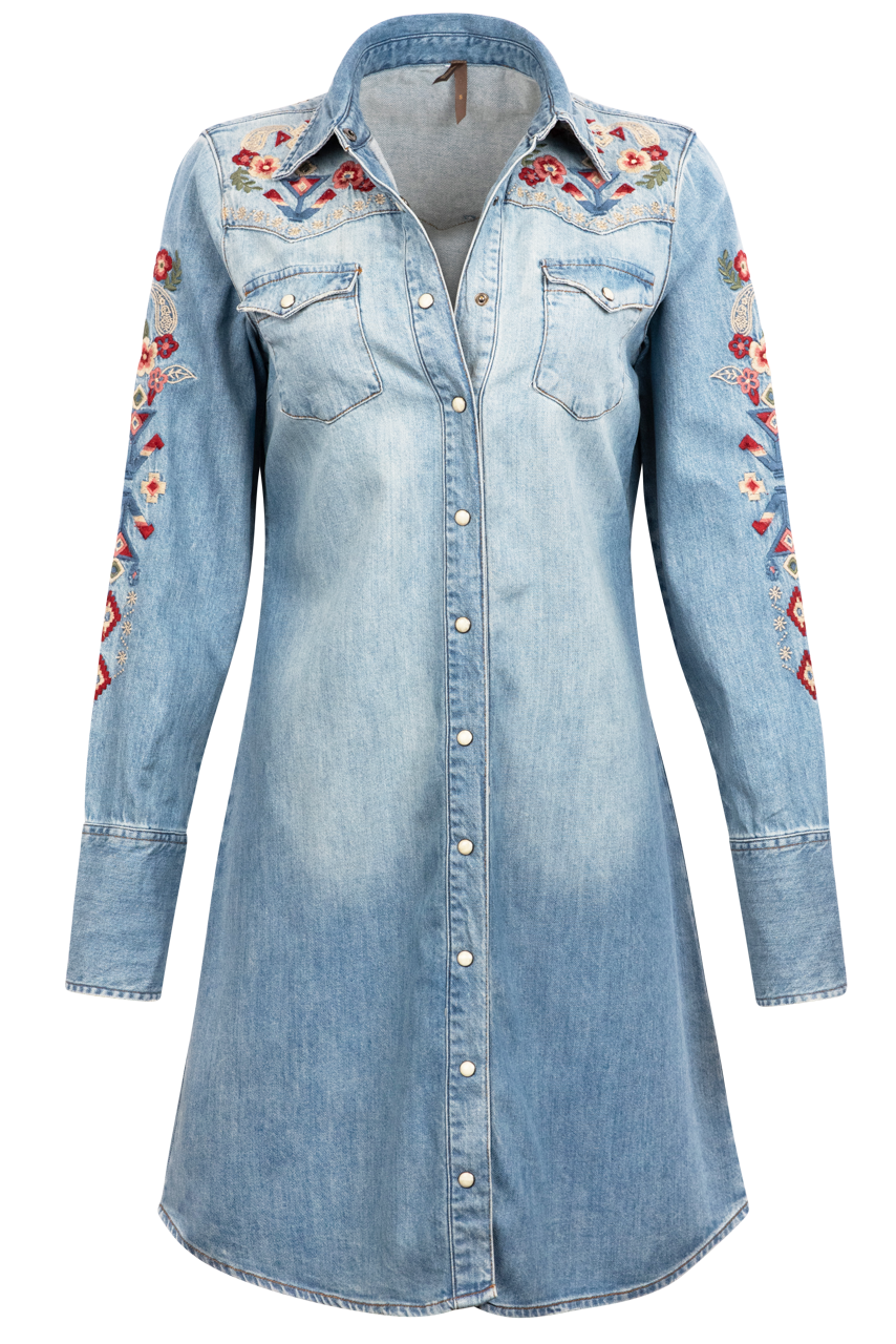 Stetson Women's Aztec Denim Shirt Dress