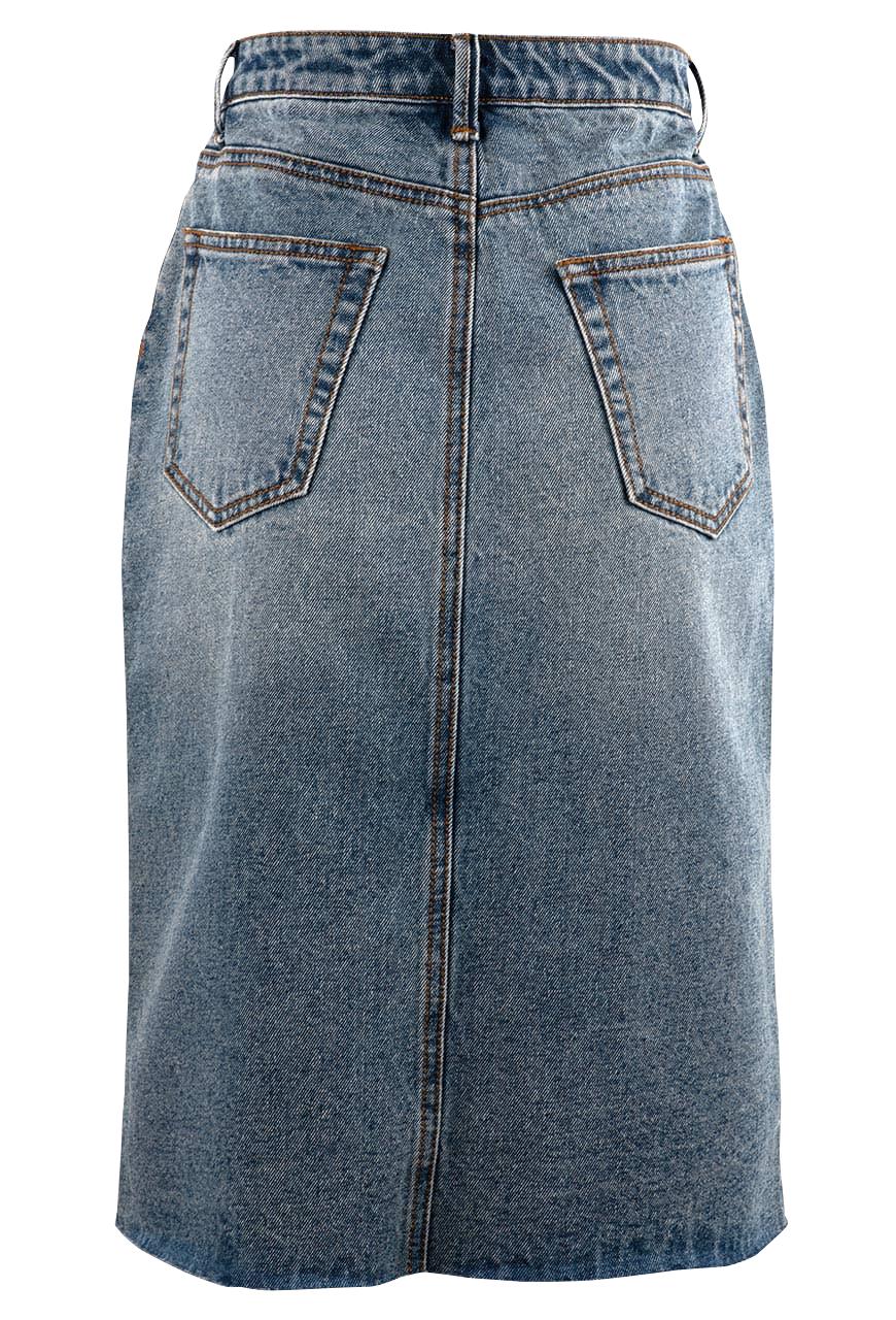 Stetson Women's Denim 5 Pocket Midi Skirt