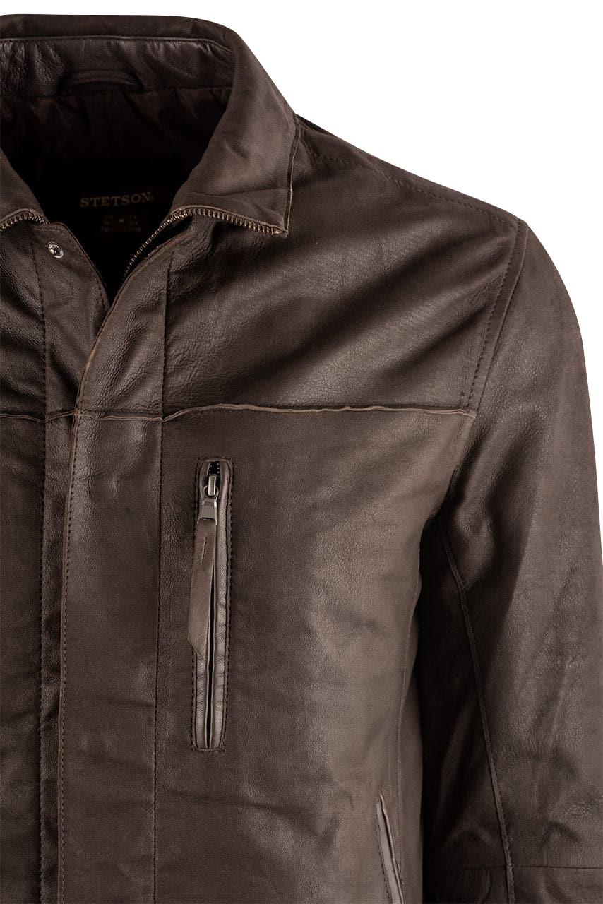 Stetson Men's Soft Lamb Suede Jacket - Dark Chocolate