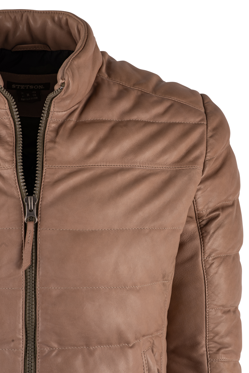 Stetson Men's Tan Puffy Leather Jacket