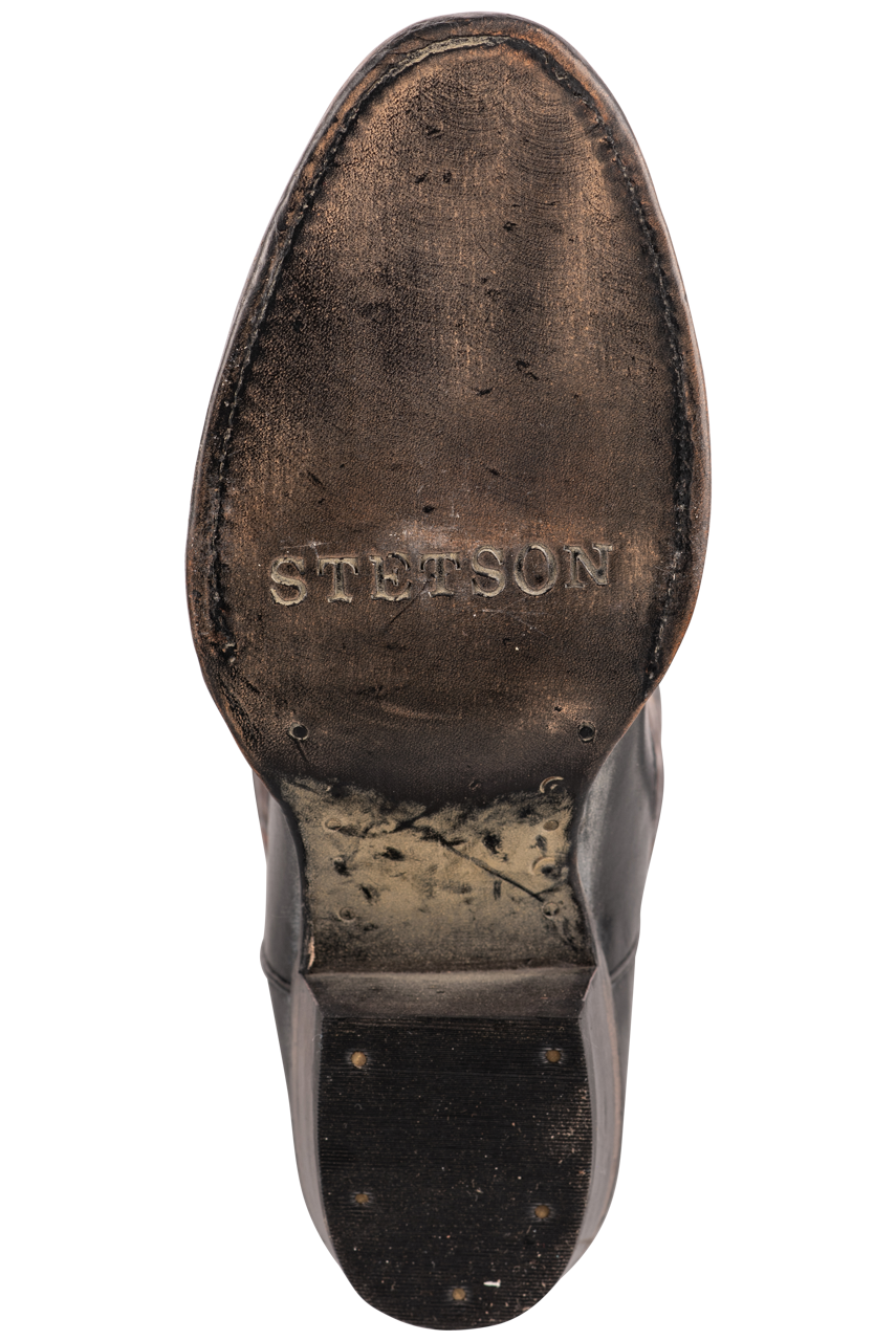 Stetson Women's Leather Vintage Floral Underlay Cowgirl Boots