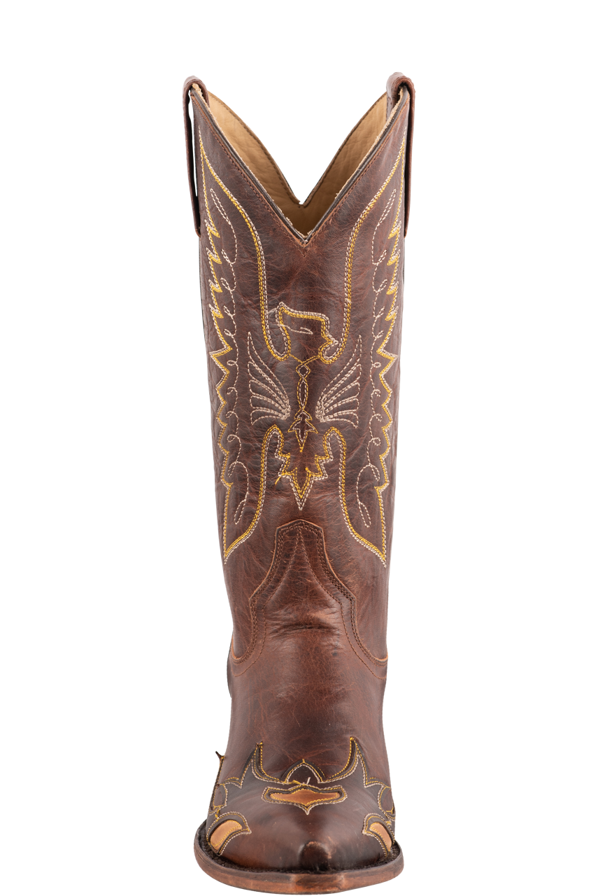 Stetson Women's Eagle Overlay Cowgirl Boots - Brown